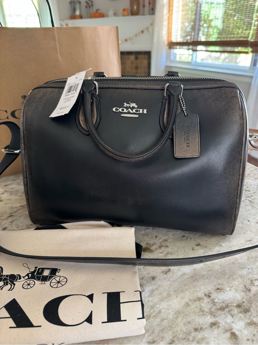 NWT Large Loved Leather Coach Rowan